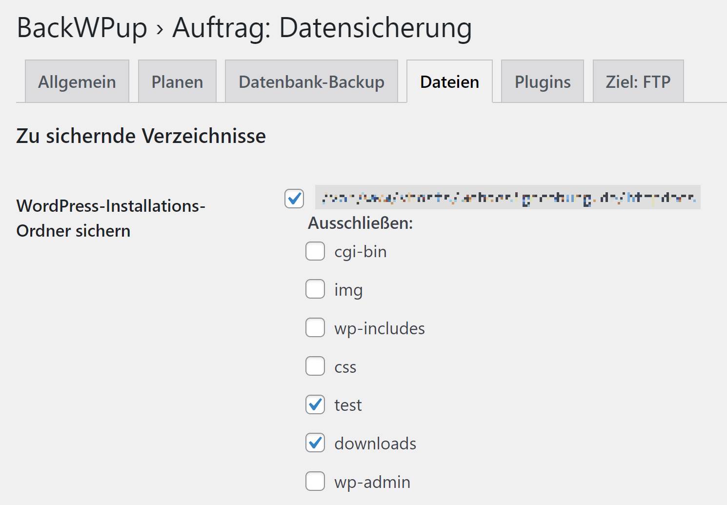 Wordpress Datensicherung 2