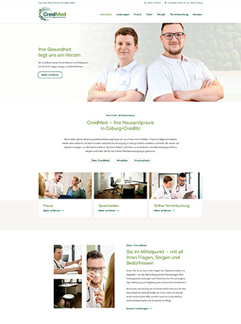 Website Praxis für Allgemeinmedizin in Coburg –Creidmed